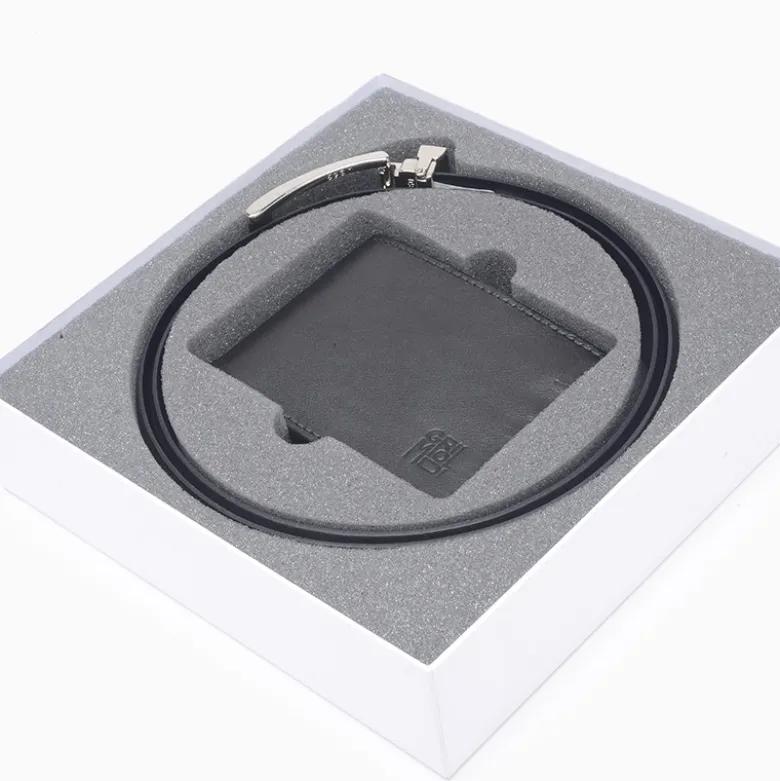 Billetera Grimoldi Negro Billetera visor y cinturon en caja cuero