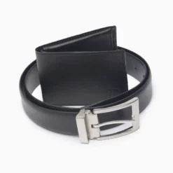 Billetera Grimoldi Negro Billetera visor y cinturon en caja cuero