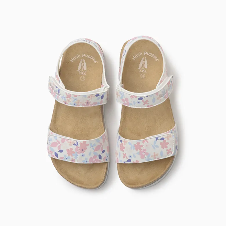 Sandalias Hush Puppies Blanco con Rosa Kindy